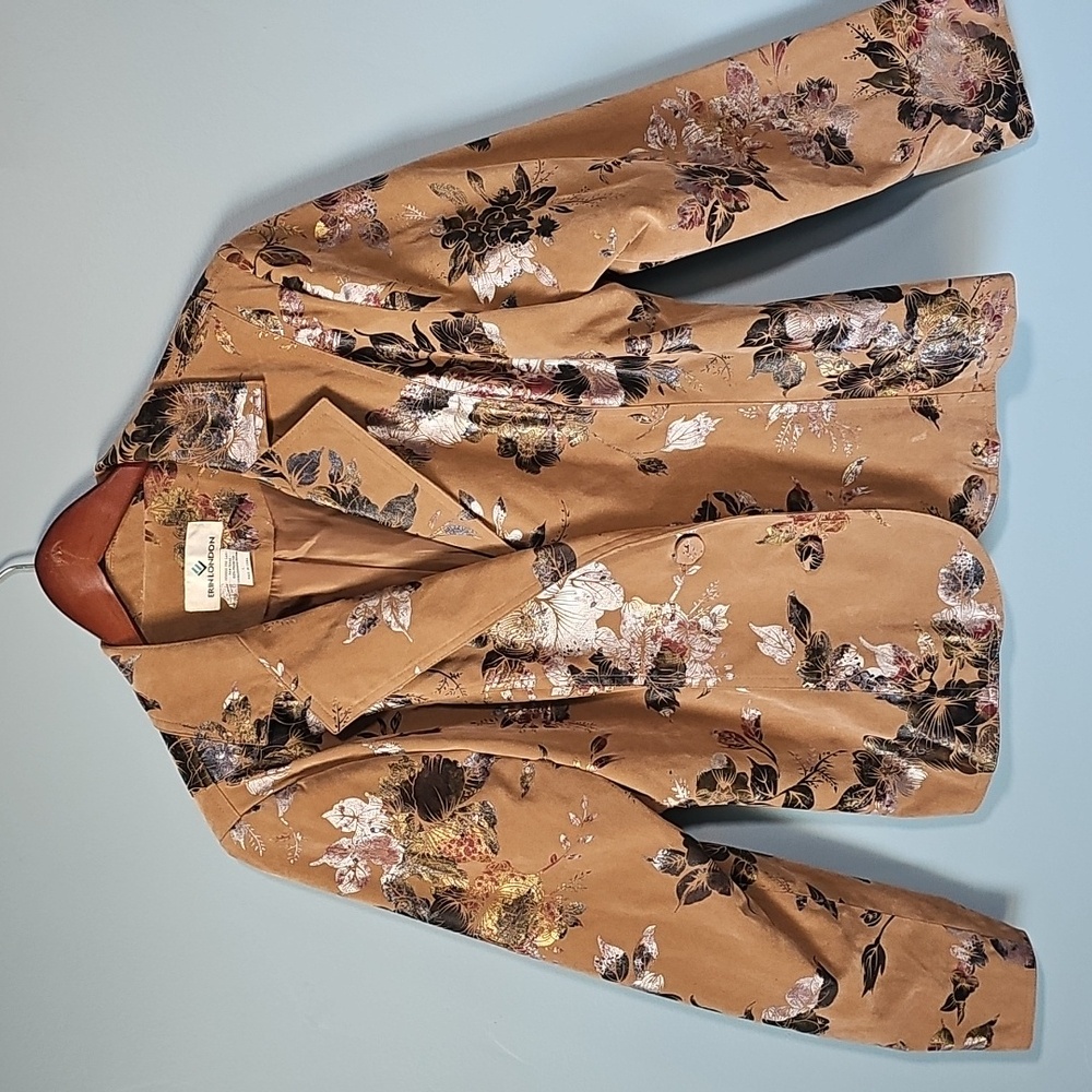 Vintage Erin London Foil Floral Print Blazer Size Large